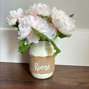 Rustic White Floral Arrangement in Mason Jar | Home Decor | Faux florals